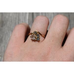 14k Gold Diamond Sapphire Ring Raw Diamond Engagement Ring Solid Gold